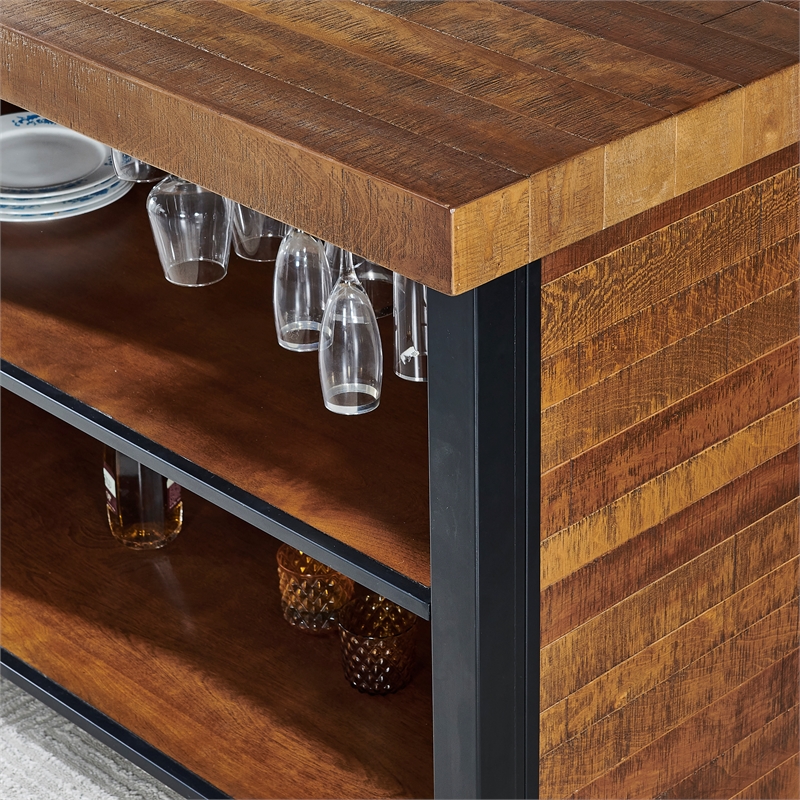 Bowery Hill Contemporary Chestnut Wood Finish 3-piece Home Bar