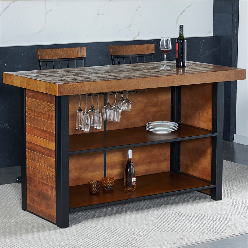 Bowery Hill Contemporary Chestnut Wood Finish 3-piece Home Bar