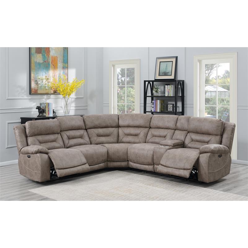 Bowery Hill Contemporary Desert Sand 3-Piece Reclining Sectional