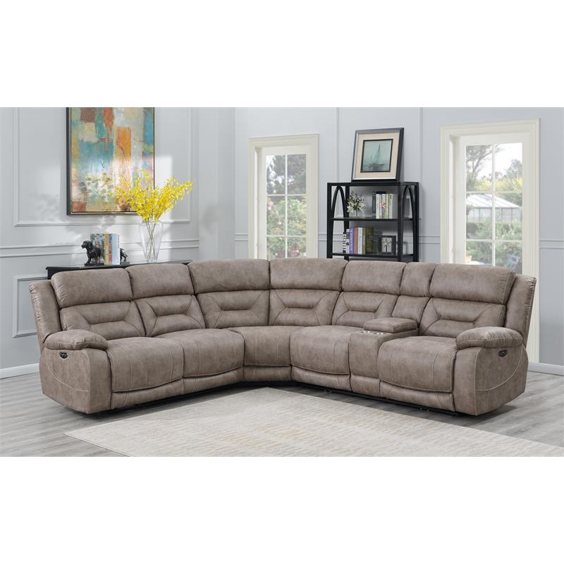 Bowery Hill Contemporary Desert Sand 3-Piece Reclining Sectional