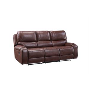 Bowery Hill Contemporary Brown Faux Leather Manual Recliner Sofa