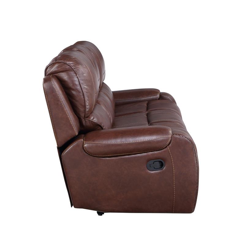 Bowery Hill Contemporary Brown Faux Leather Manual Recliner Sofa