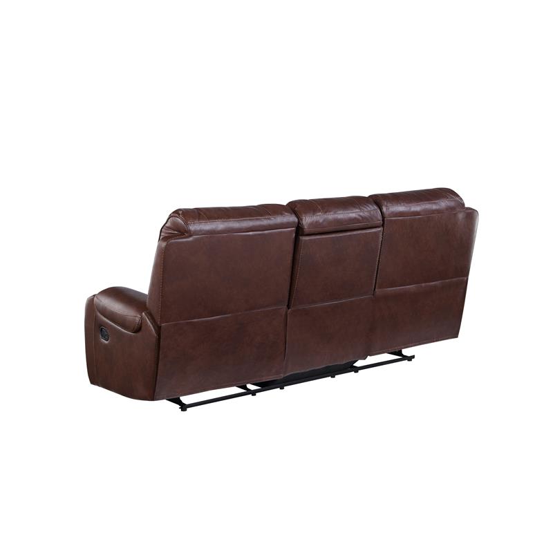 Bowery Hill Contemporary Brown Faux Leather Manual Recliner Sofa