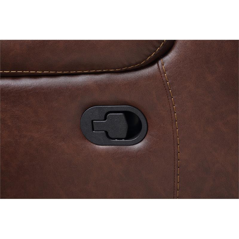 Bowery Hill Contemporary Brown Faux Leather Manual Recliner Sofa