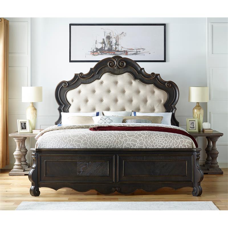 Bowery Hill Contemporary Multi-step Molasses Queen Wood Panel Bed