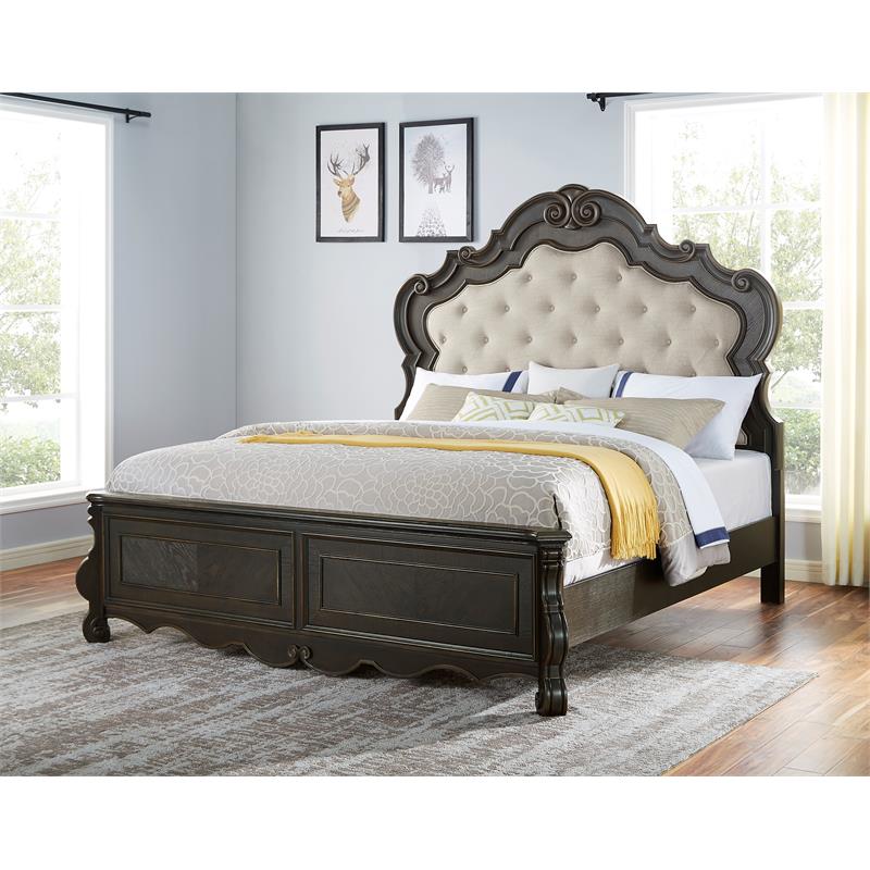 Bowery Hill Contemporary Multi-step Molasses Queen Wood Panel Bed