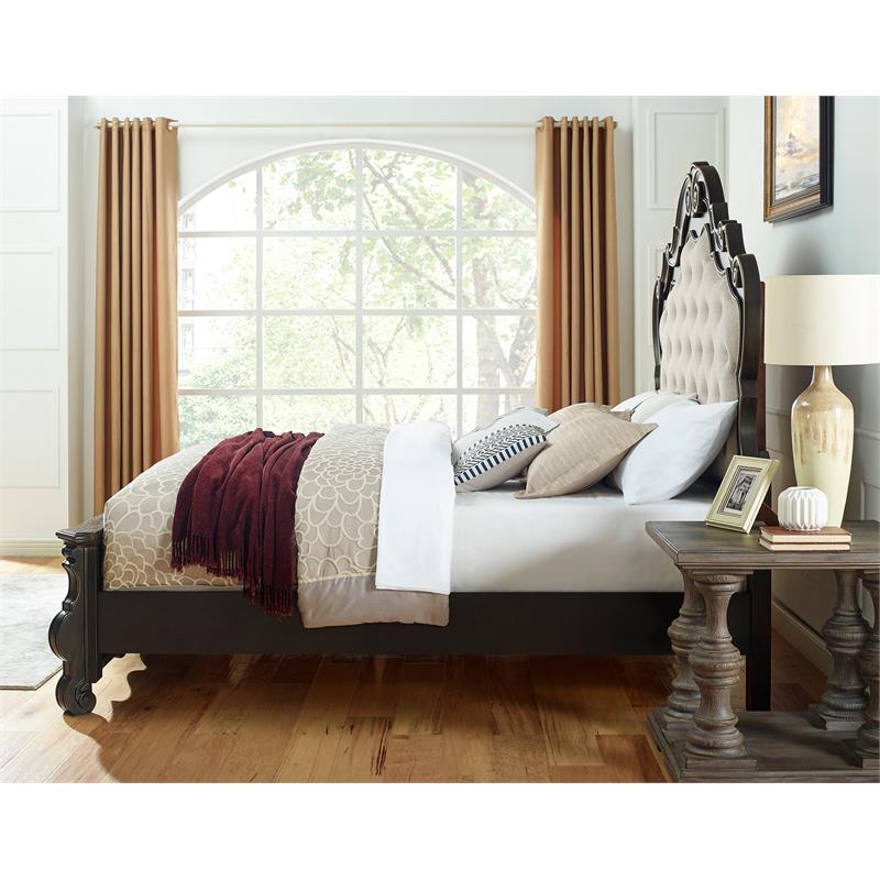 Bowery Hill Contemporary Multi-step Molasses Queen Wood Panel Bed