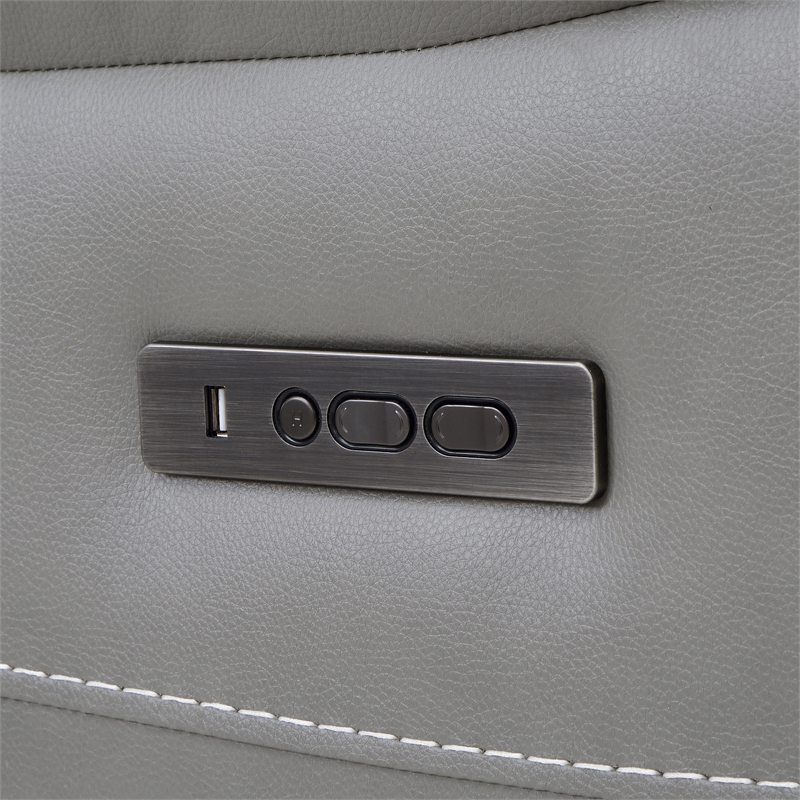 Bowery Hill Modern Smoke Gray Leather Power Console Loveseat