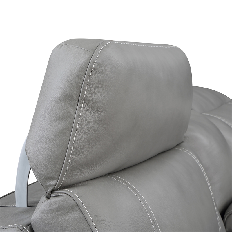 Bowery Hill Modern Smoke Gray Leather Power Console Loveseat