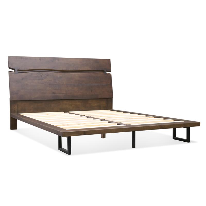 Bowery Hill Solid Wood Queen Platform Bed in Distressed Cocoa