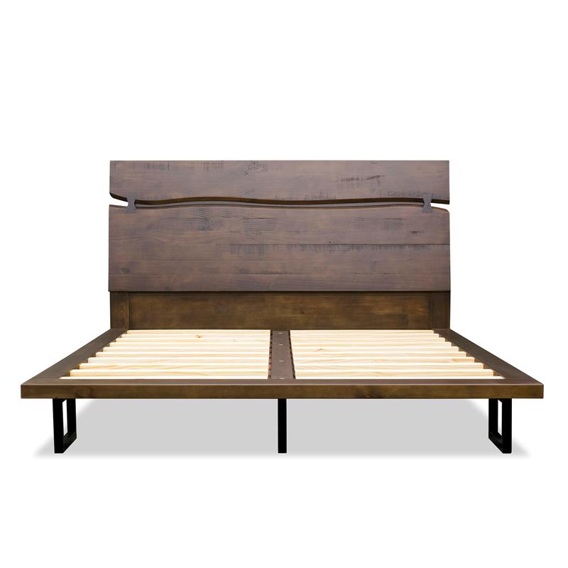 Bowery Hill Solid Wood Queen Platform Bed in Distressed Cocoa