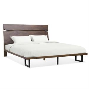 Bowery Hill Solid Wood Queen Platform Bed in Distressed Cocoa