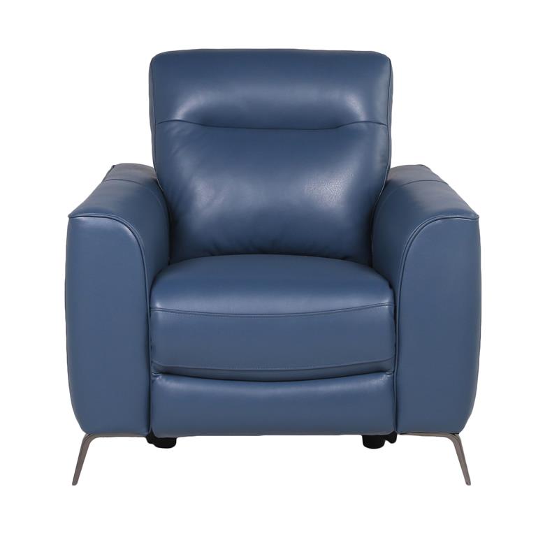 Bowery Hill Ocean Blue Top Grain Leather Power Reclining Chair
