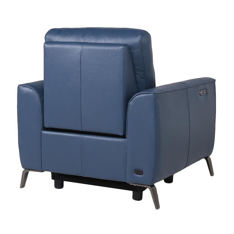 Bowery Hill Ocean Blue Top Grain Leather Power Reclining Chair