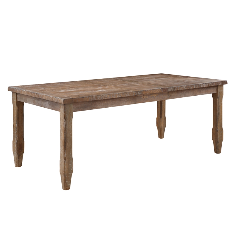 Bowery Hill Light Brown Distressed Wood Extendable Dining Table