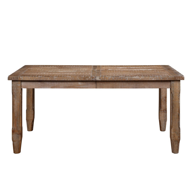 Bowery Hill Light Brown Distressed Wood Extendable Dining Table
