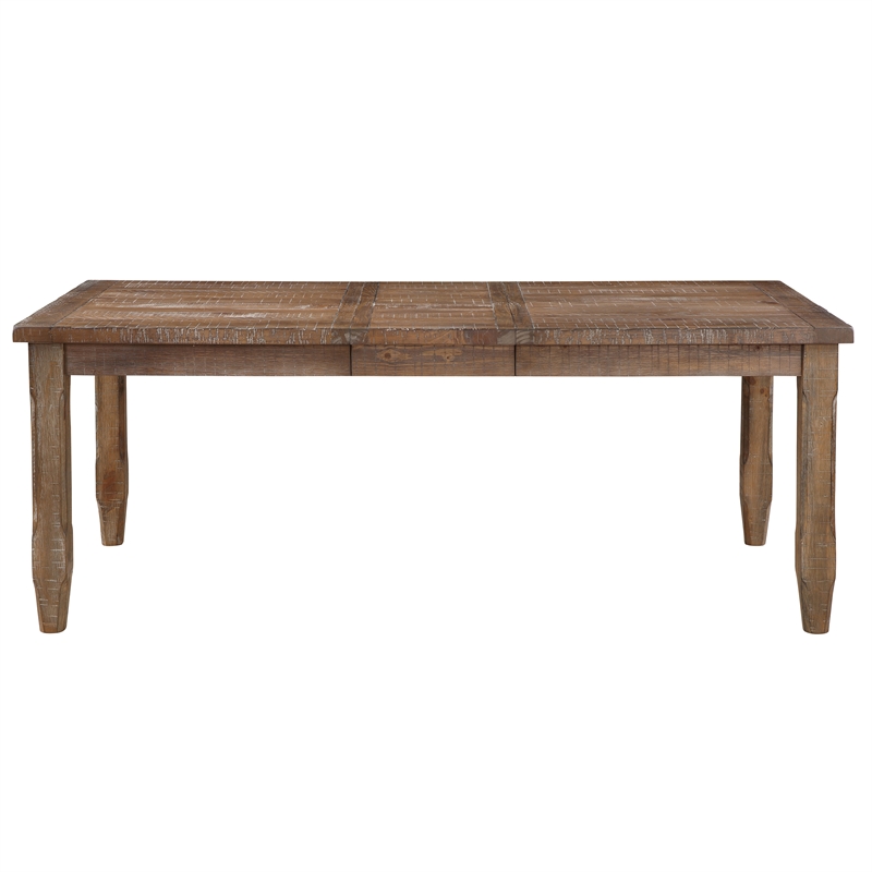 Bowery Hill Light Brown Distressed Wood Extendable Dining Table