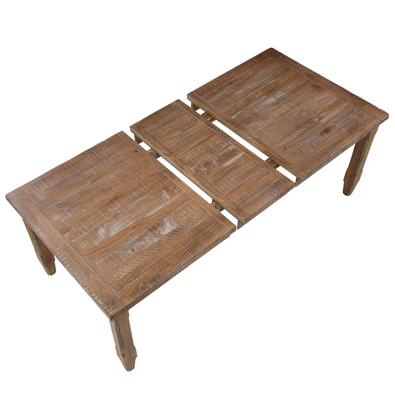 Bowery Hill Light Brown Distressed Wood Extendable Dining Table