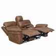 Bowery Hill Cinnamon Faux Leather Power Recliner Console Loveseat