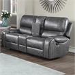 Bowery Hill Gray Faux Leather Manual Reclining 3-Piece Motion Set