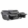 Bowery Hill Gray Faux Leather Manual Reclining 3-Piece Motion Set