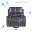 Bowery Hill Gray Faux Leather Manual Reclining 3-Piece Motion Set