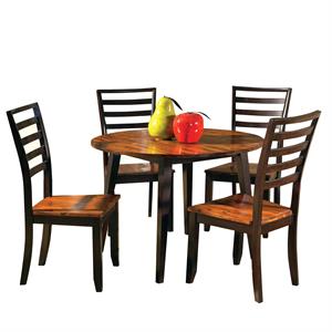 Bowery Hill 5Pc 42&quot Round Dining Set with Drop Leaf in Cordovan Cherry