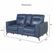 Bowery Hill Ocean Blue Top Grain Leather Power Reclining Console Loveseat