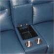 Bowery Hill Ocean Blue Top Grain Leather Power Reclining Console Loveseat