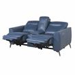 Bowery Hill Ocean Blue Top Grain Leather Power Reclining Console Loveseat