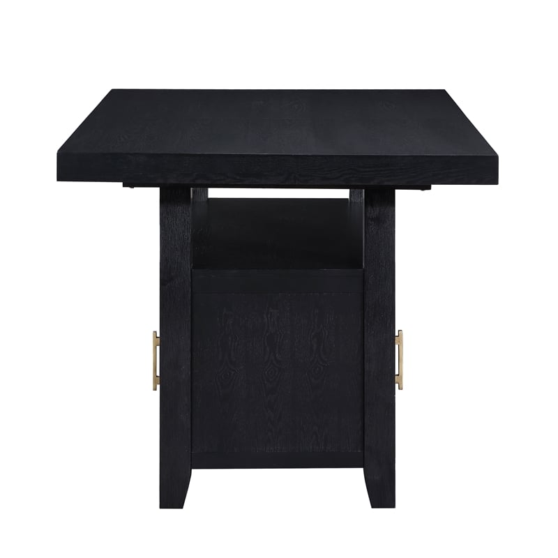 Bowery Hill Rubbed Charcoal Wood Counter Height Dining Table with Storage