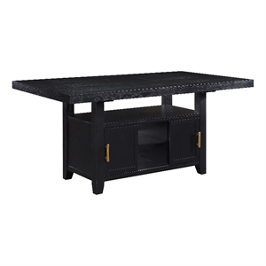 Bowery Hill Rubbed Charcoal Wood Counter Height Dining Table with Storage