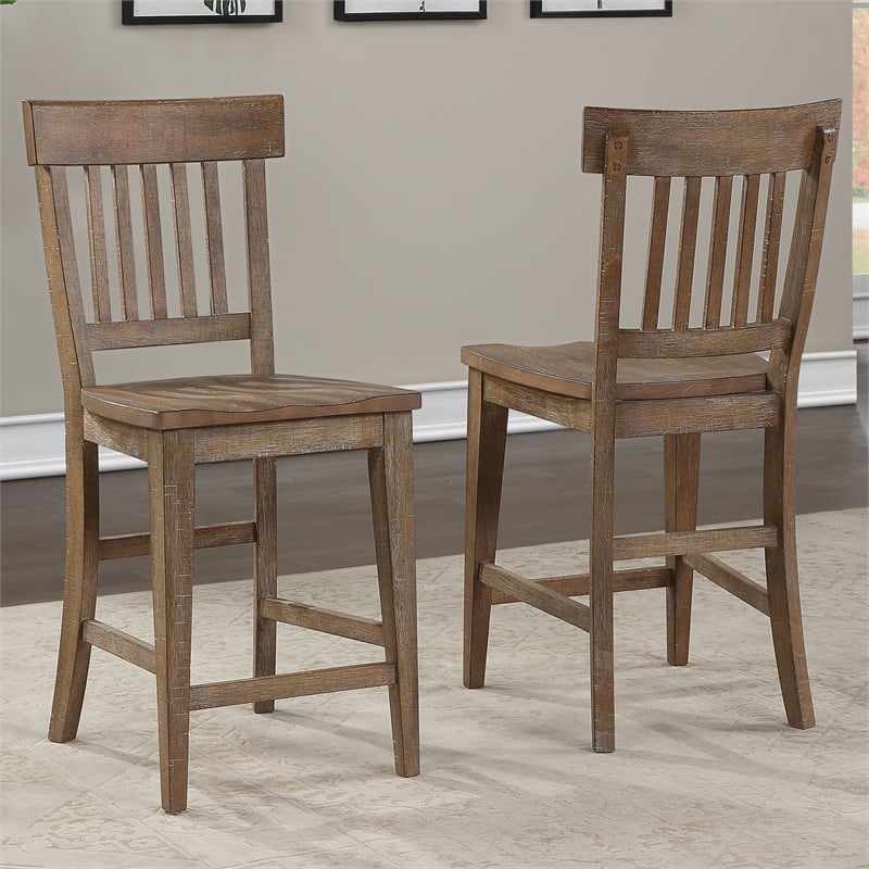 Bowery Hill Light Brown Distressed Wood Counter Height 5-Piece Dining Set