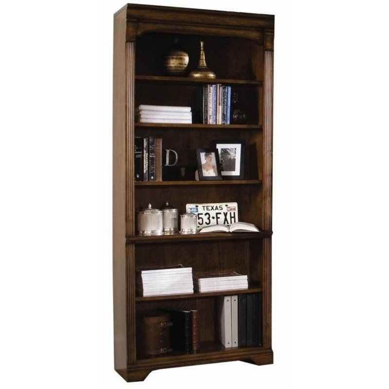 Bowery Hill Modern / Contemporary Tall Bookcase in Distressed Clear Cherry