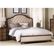 Bowery Hill Upholstered Queen Bed with Wood Rails in Mahogany
