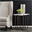 Bowery Hill Contemporary Stone Top Accent Table in White / Cream / Beige