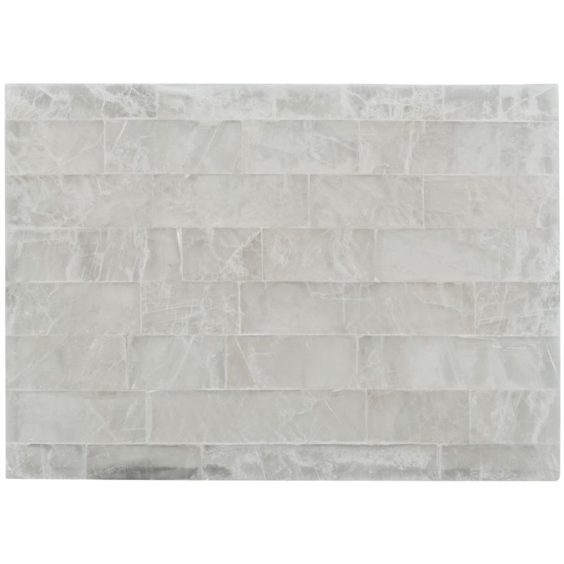 Bowery Hill Contemporary Stone Top Accent Table in White / Cream / Beige