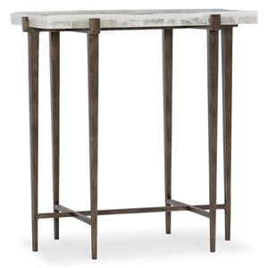 Bowery Hill Contemporary Stone Top Accent Table in White / Cream / Beige