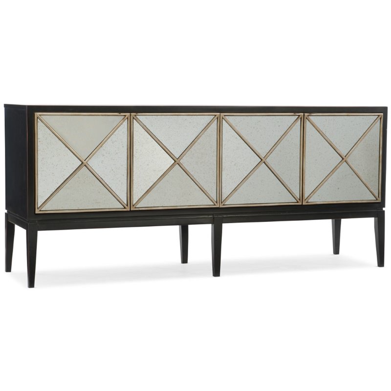 Bowery Hill Modern / Contemporary 4 Door Console Table in Black
