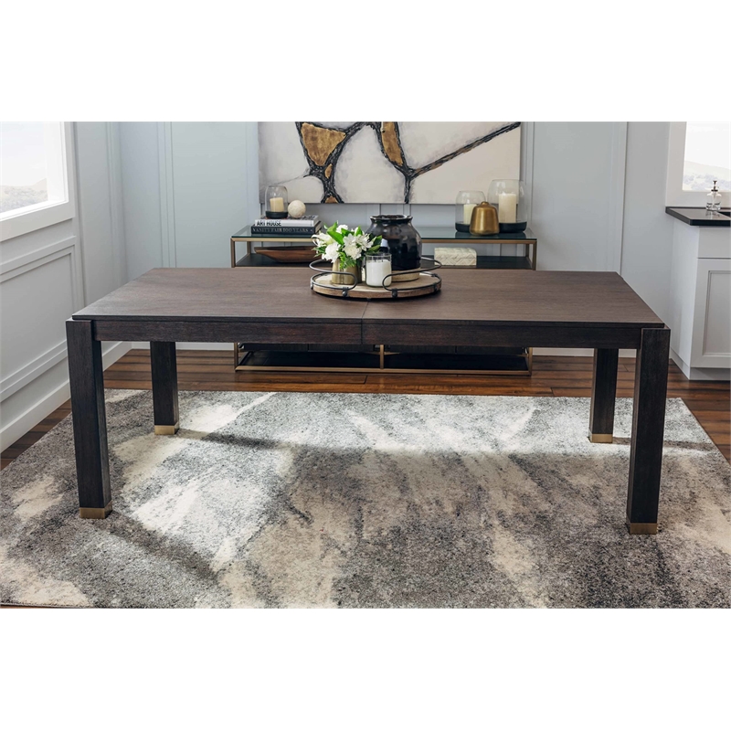 Bowery Hill Contemporary Extendable Dining Table in Midnight Brown