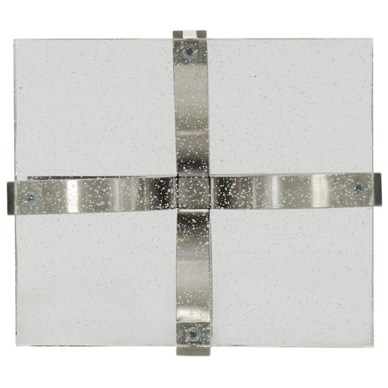 Bowery Hill Contemporary Bubble Glass Top Accent End Table in Chrome