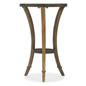 Bowery Hill 16&quot Round Glass Top Accent Martini Table in Gold