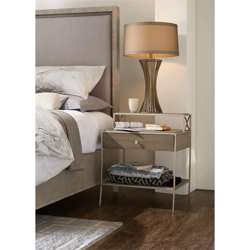 Bowery Hill Modern / Contemporary Leg Nightstand in Soft Gray Wood