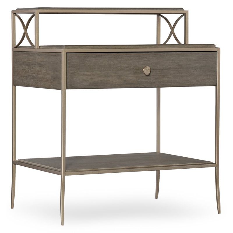 Bowery Hill Modern / Contemporary Leg Nightstand in Soft Gray Wood