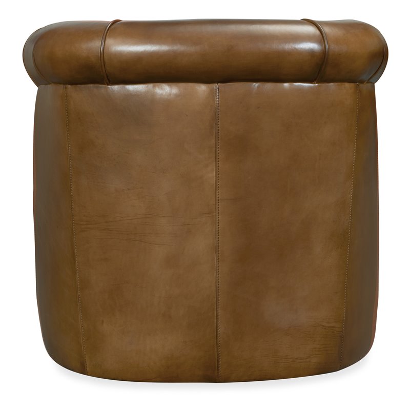 Bowery Hill Modern / Contemporary Swivel Leather Club Chair in Brown Leather