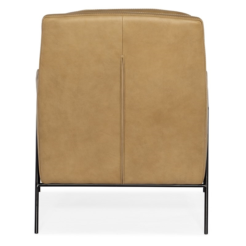 Bowery Hill Contemporary Leather and Metal Club Chair in Tan Finish
