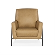 Bowery Hill Contemporary Leather and Metal Club Chair in Tan Finish