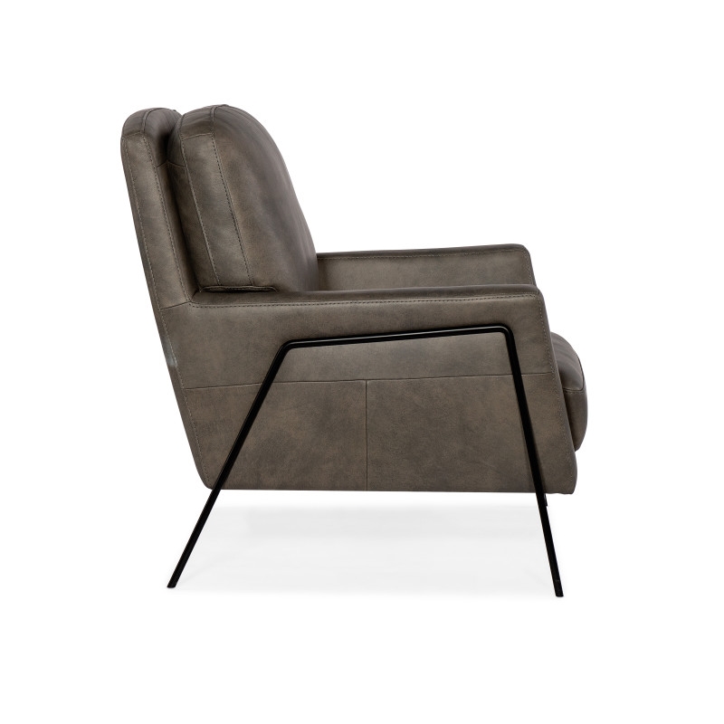 Bowery Hill Contemporary Leather and Metal Club Chair in Gray Finish