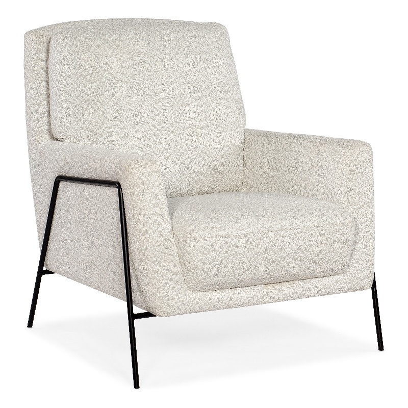 Bowery Hill Contemporary Leather and Metal Club Chair in White Finish