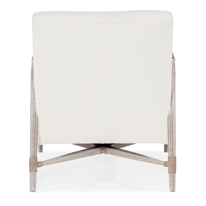 Bowery Hill Wood Fabric and Rope Accent Lounge Chair in White